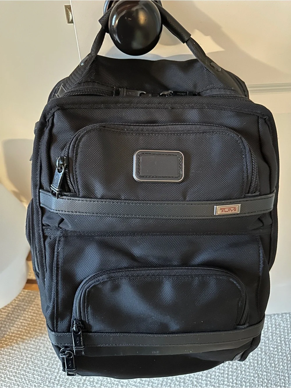 Tumi Black Nylon Backpack with Gray Trim
